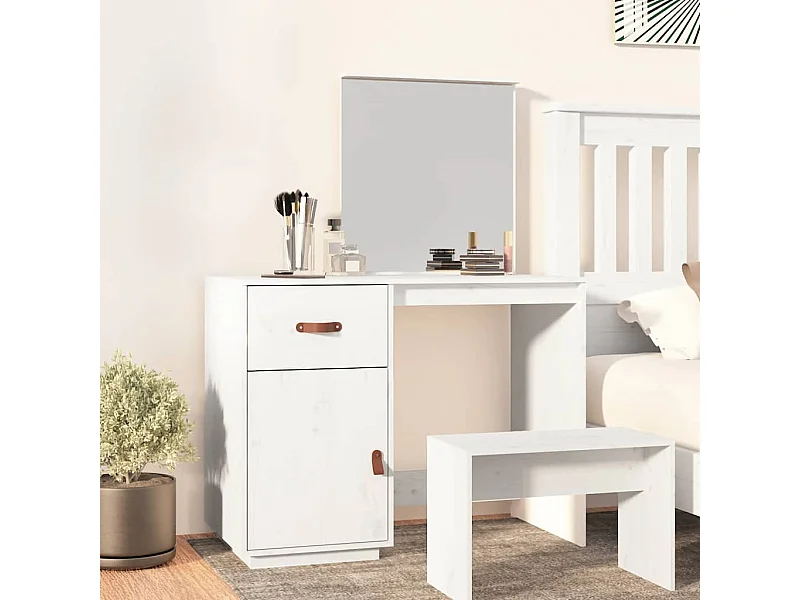 Witte kaptafel 95x50x134 cm massief grenenhout