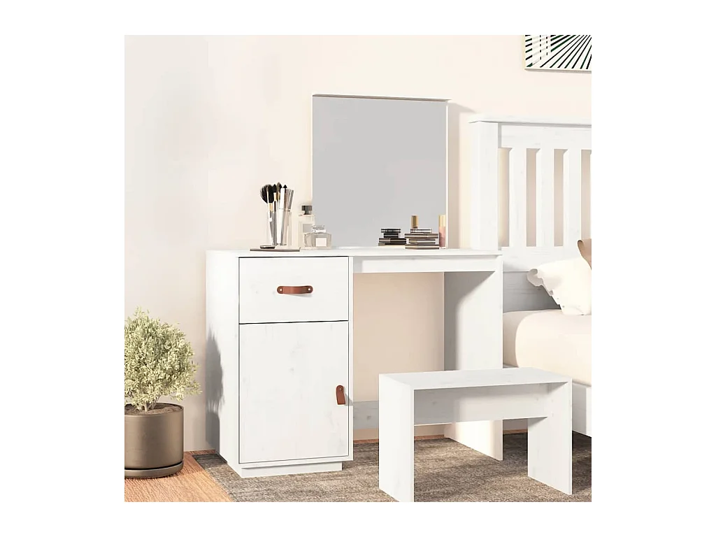 Witte kaptafel 95x50x134 cm massief grenenhout