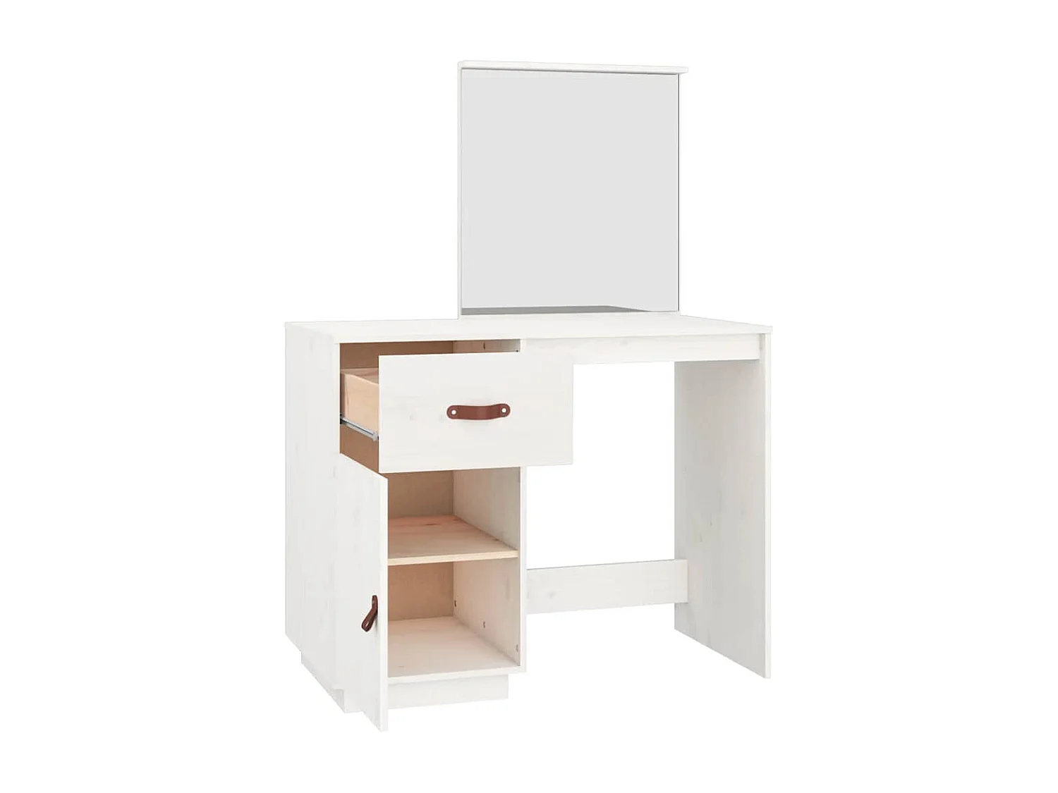 Witte kaptafel 95x50x134 cm massief grenenhout