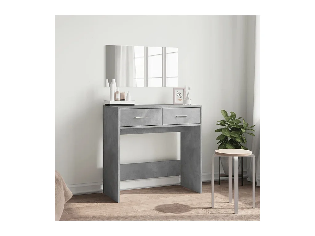 Kaptafel met betongrijze spiegel 80x39x80 cm