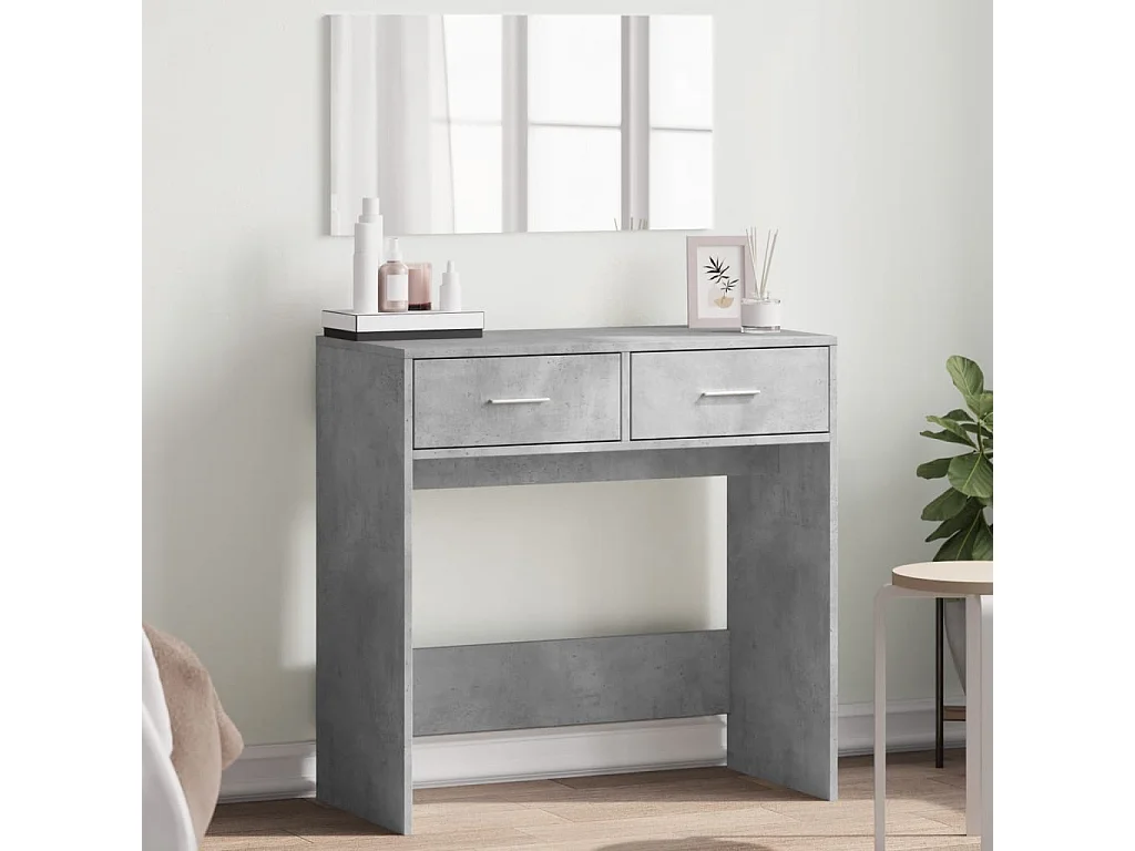 Tocador con espejo gris hormigón 80x39x80 cm