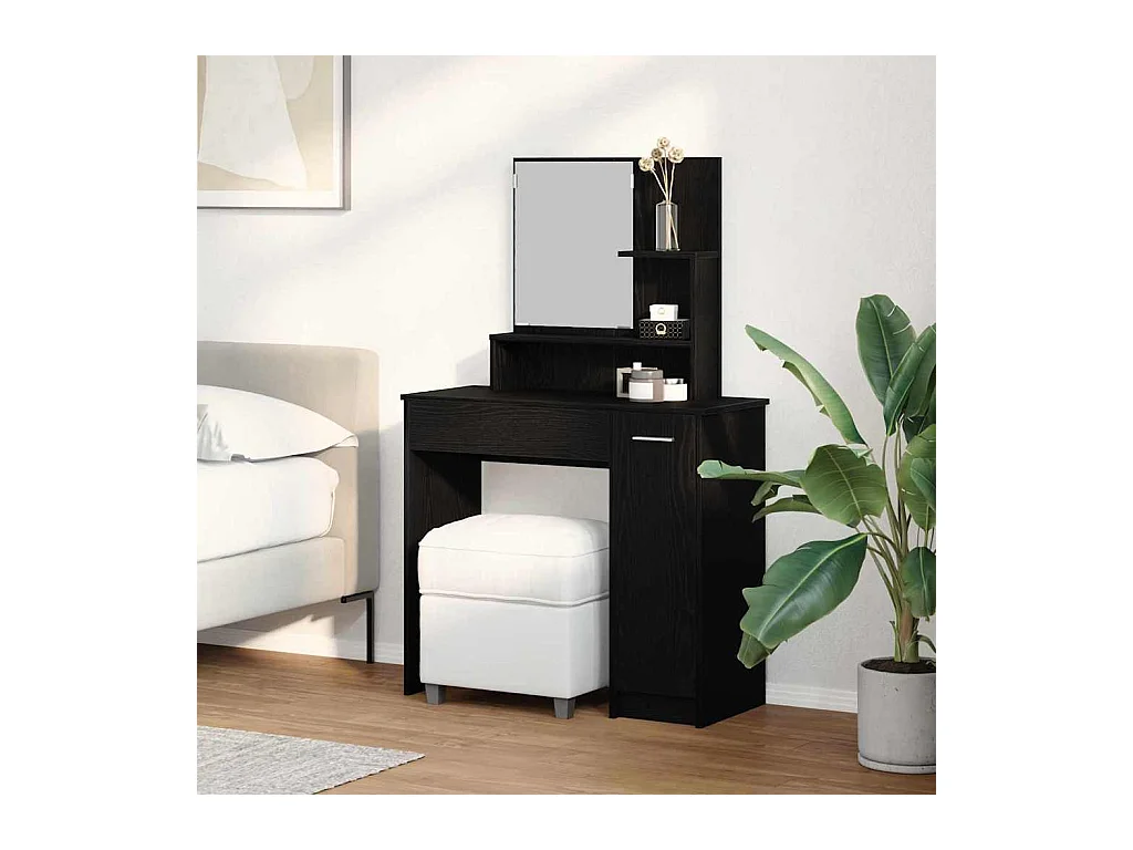 Table de Toilette avec tiroir Chêne noir 86.5 x 35 x 136 cm