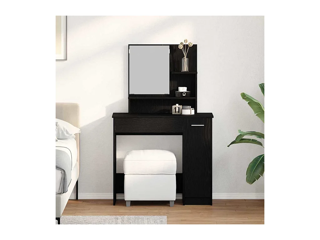 Table de Toilette avec tiroir Chêne noir 86.5 x 35 x 136 cm