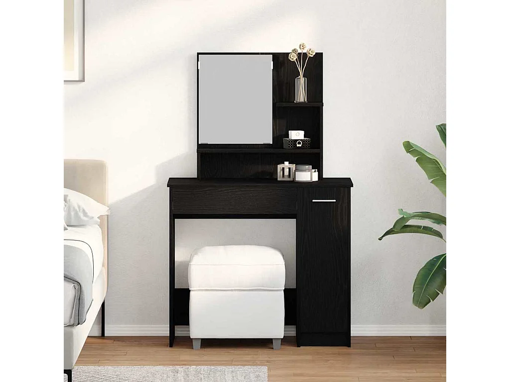 Table de Toilette avec tiroir Chêne noir 86.5 x 35 x 136 cm