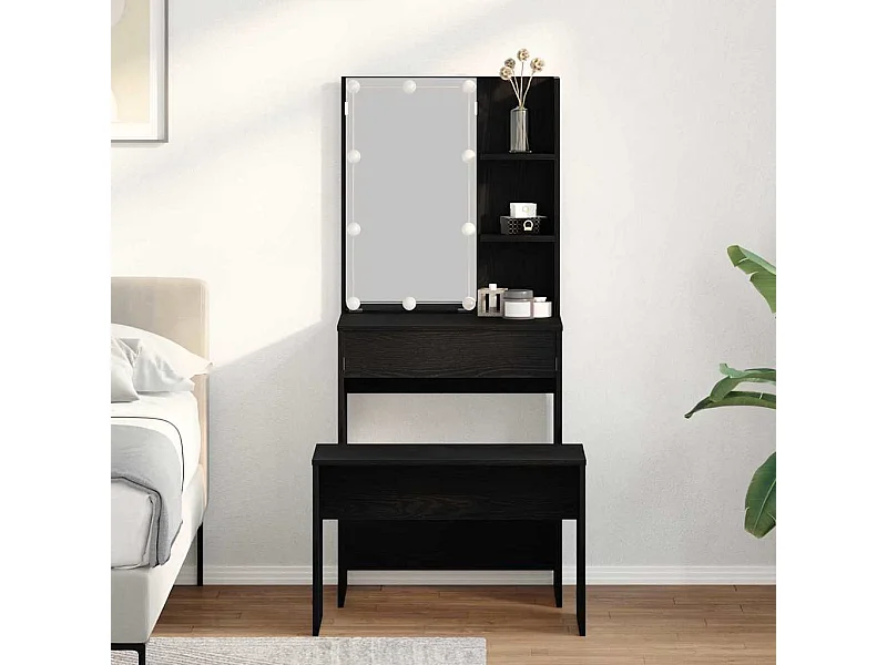 Ensemble de Coiffeuse avec tiroir Chêne noir 60 x 40 x 140 cm