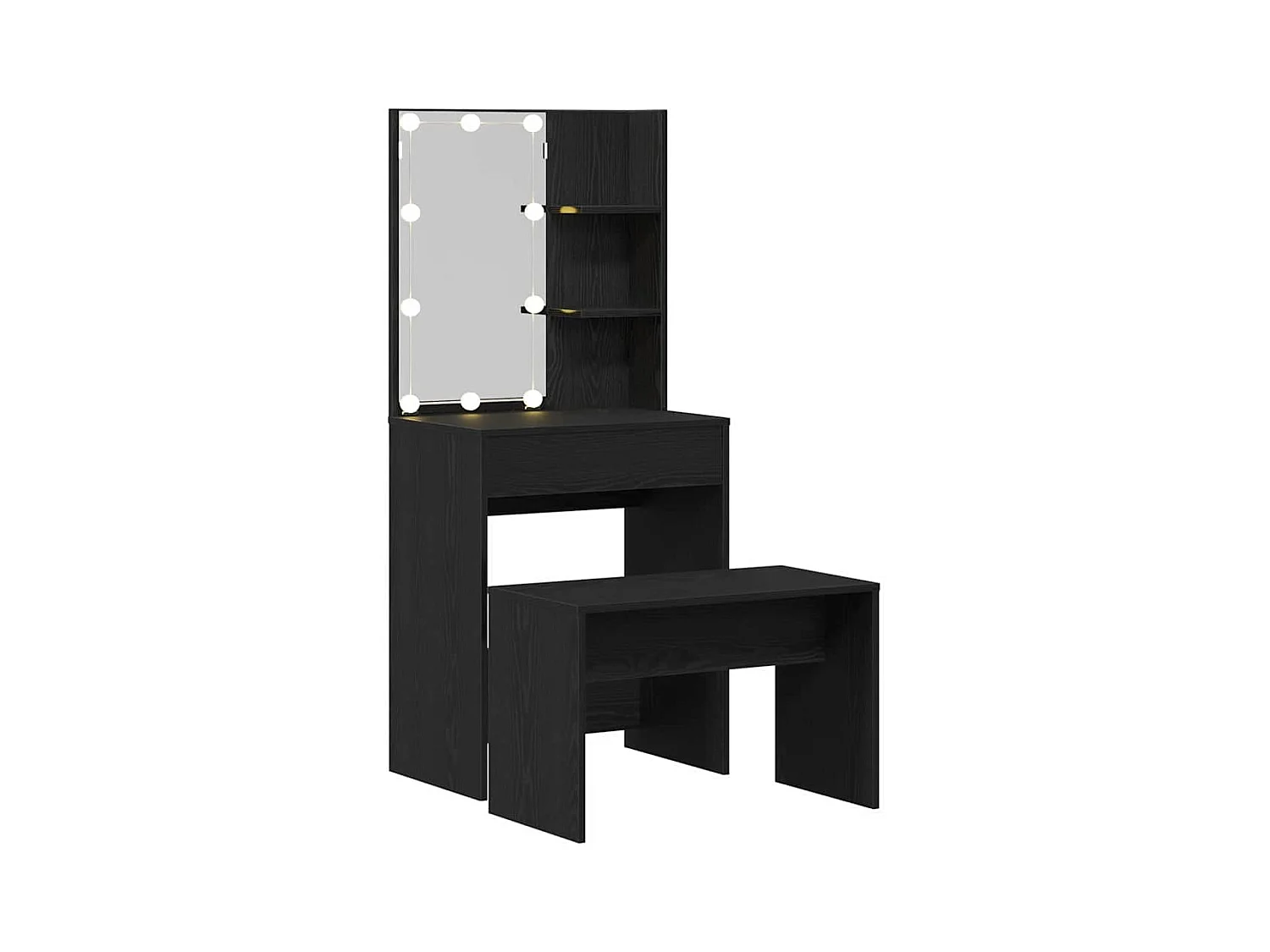 Set da toeletta con cassetto in rovere nero 60 x 40 x 140 cm