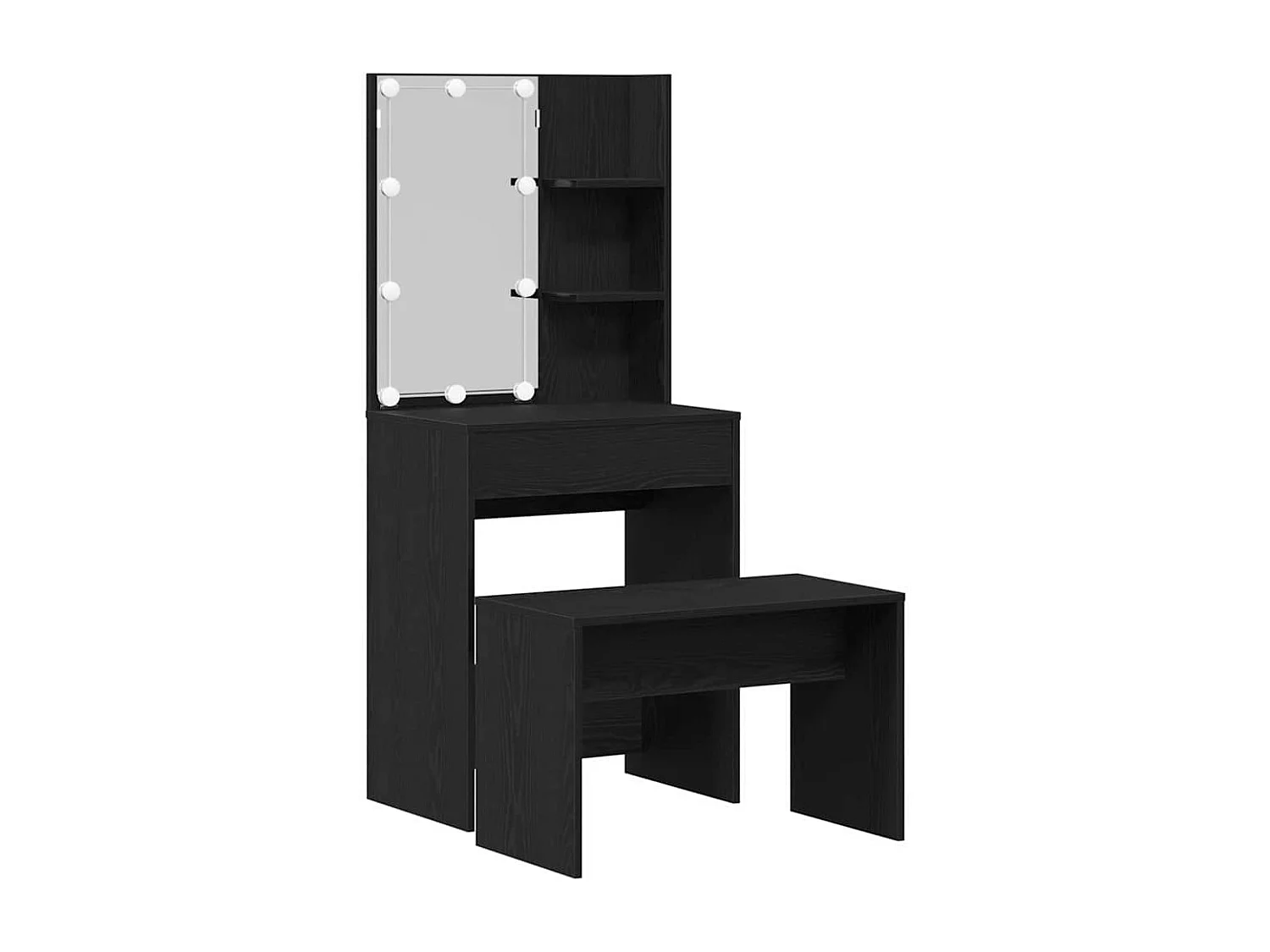 Schminktisch-Set mit Schublade, Eiche schwarz, 60 x 40 x 140 cm