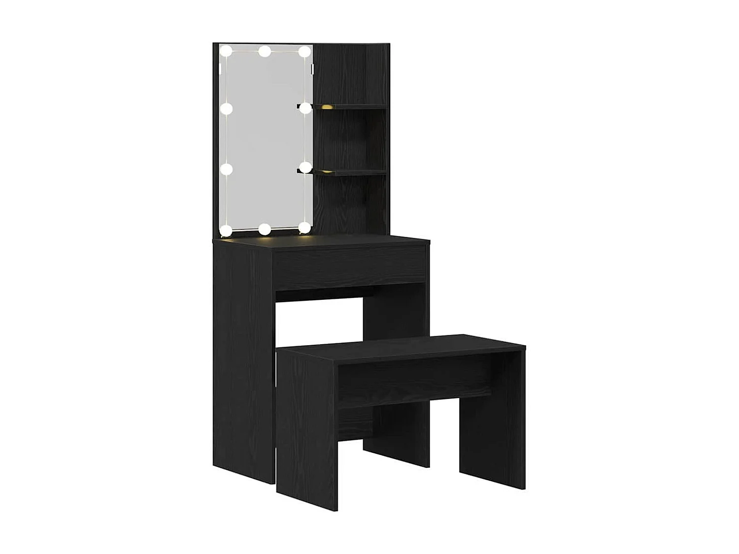Schminktisch-Set mit Schublade, Eiche schwarz, 60 x 40 x 140 cm