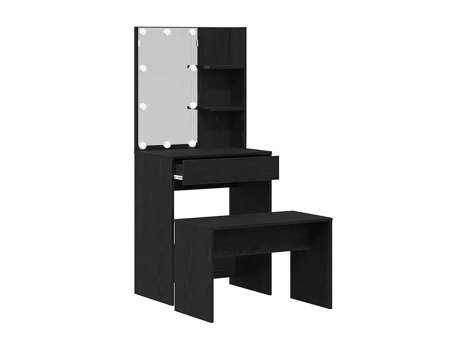 Schminktisch-Set mit Schublade, Eiche schwarz, 60 x 40 x 140 cm