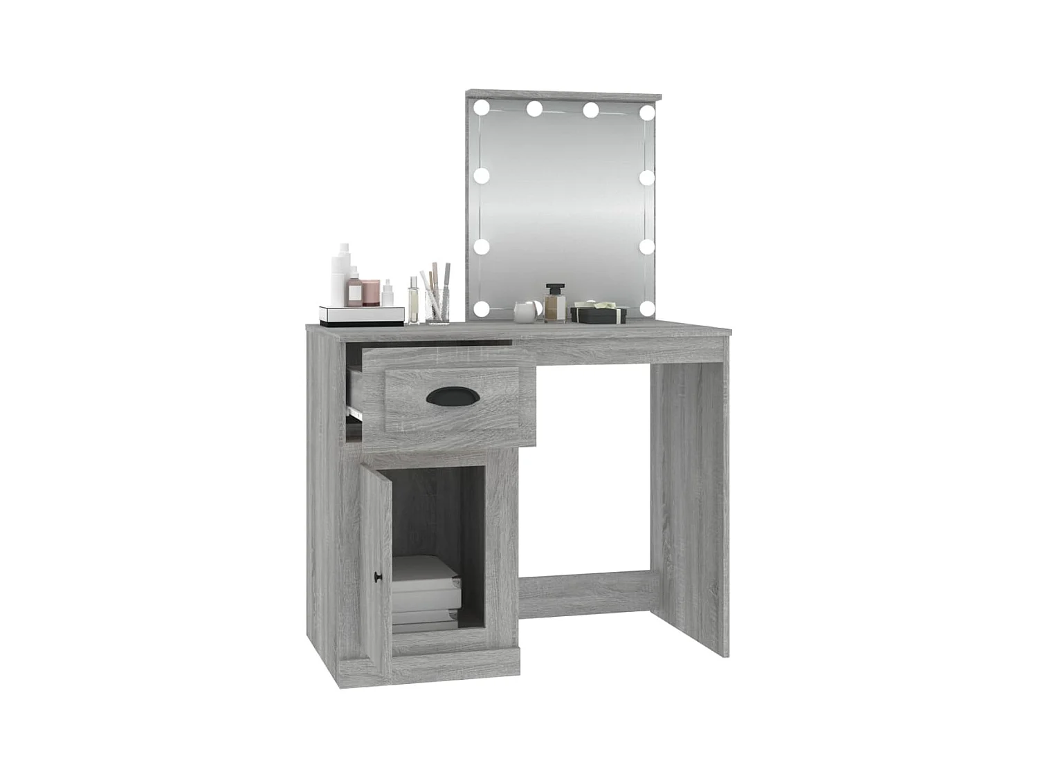 Kaptafel met LED Sonoma grijs 90x50x132,5 cm bewerkt hout