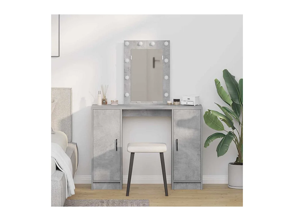 Table de Toilette avec stockage Gris clair 102 x 33 x 135 cm