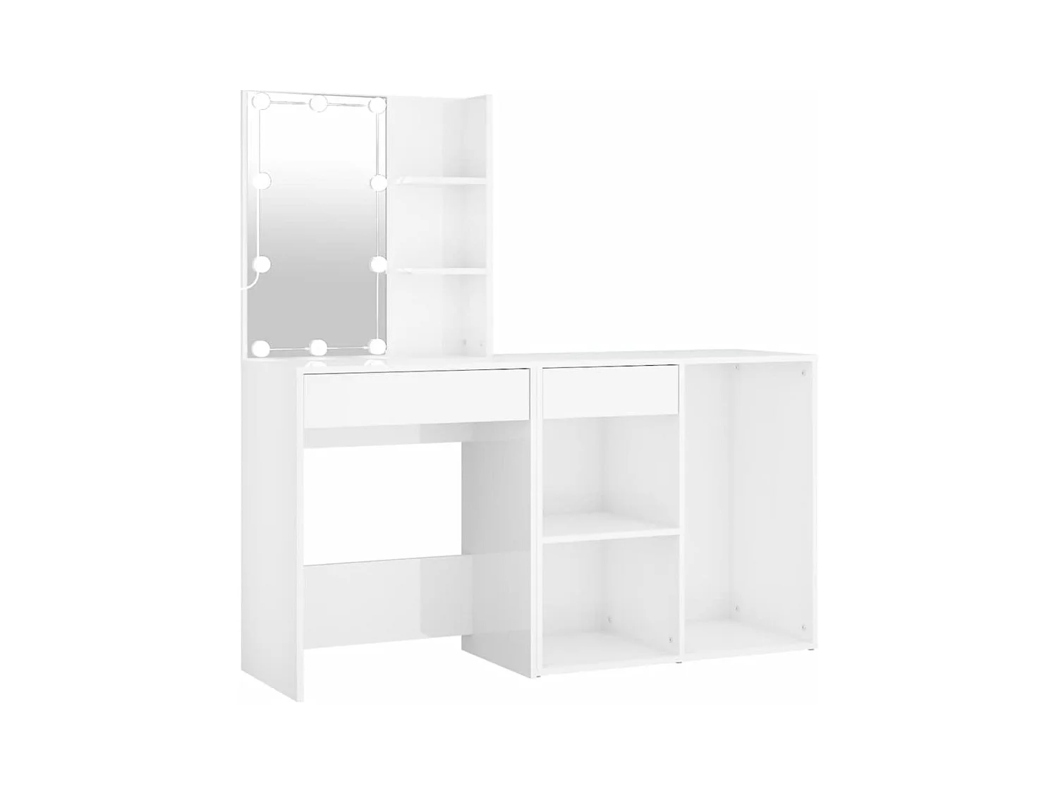 LED-kaptafel met kast, glanzend wit bewerkt hout