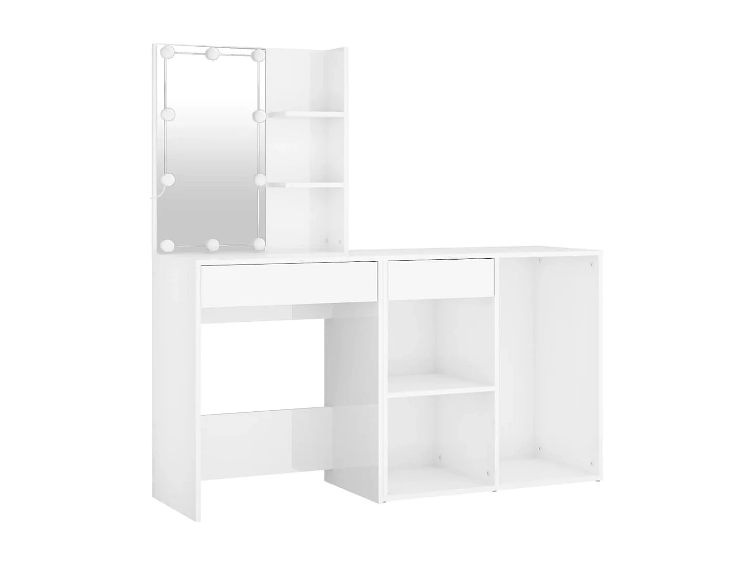 Tocador LED con mueble de madera de ingeniería blanco brillante