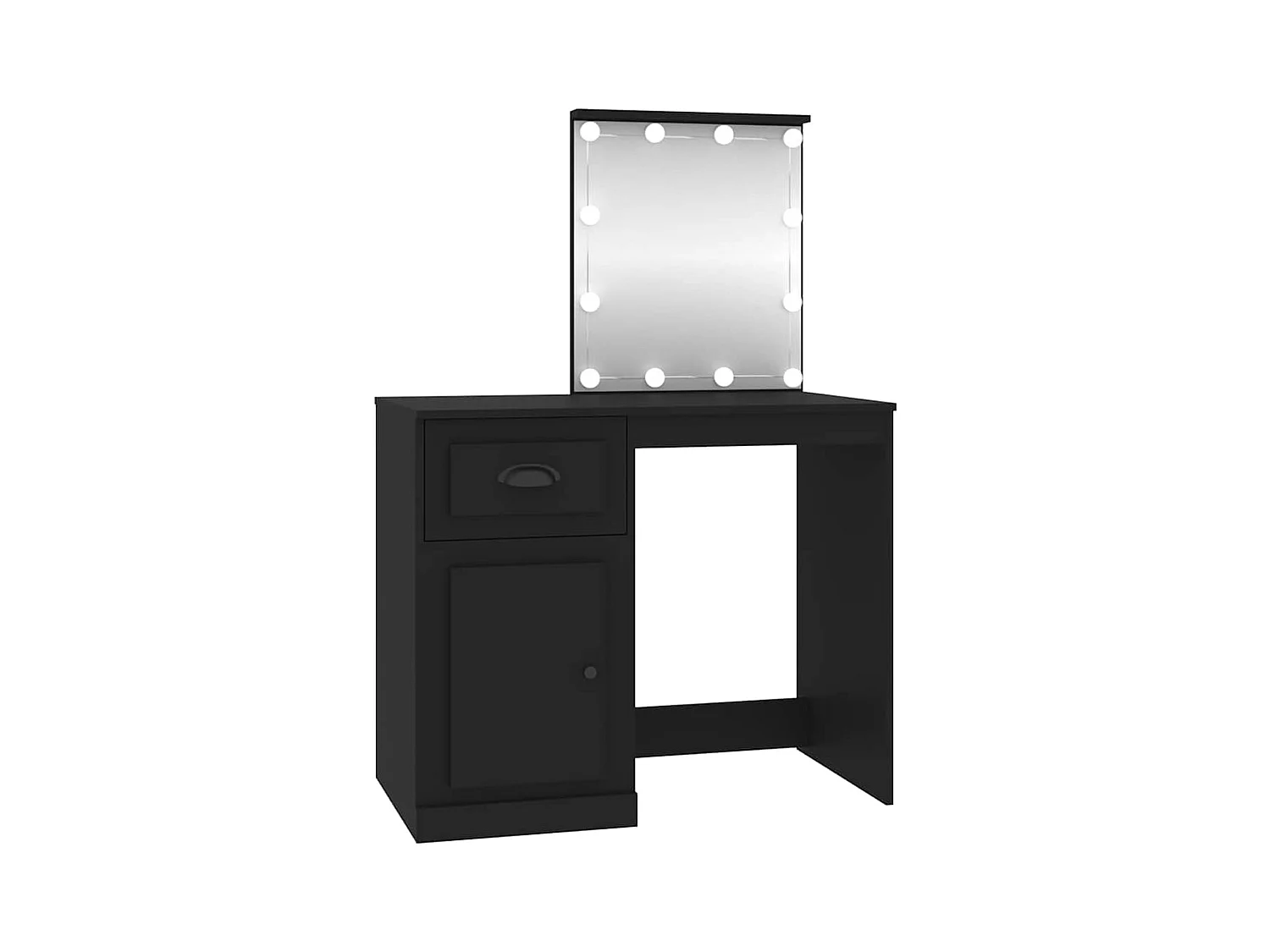 Kaptafel met LED zwart 90x50x132,5 cm bewerkt hout