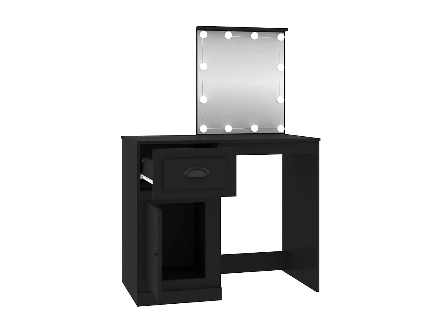 Kaptafel met LED zwart 90x50x132,5 cm bewerkt hout