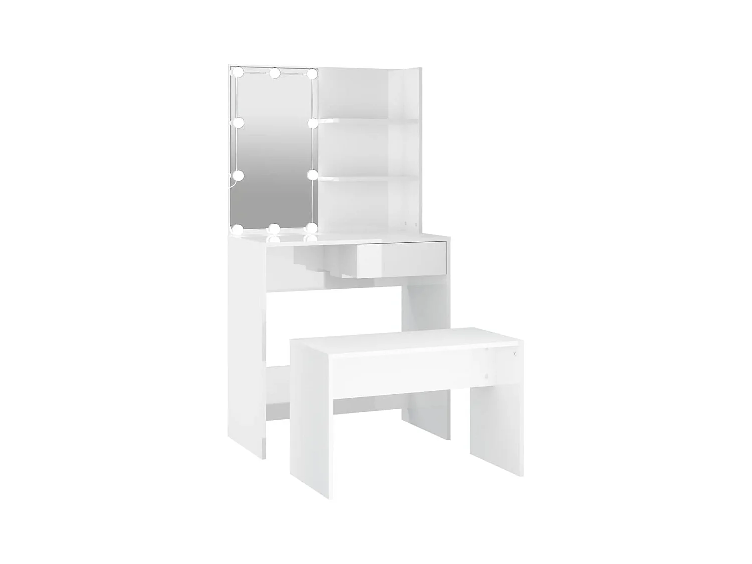 LED-wastafelset glanzend wit bewerkt hout