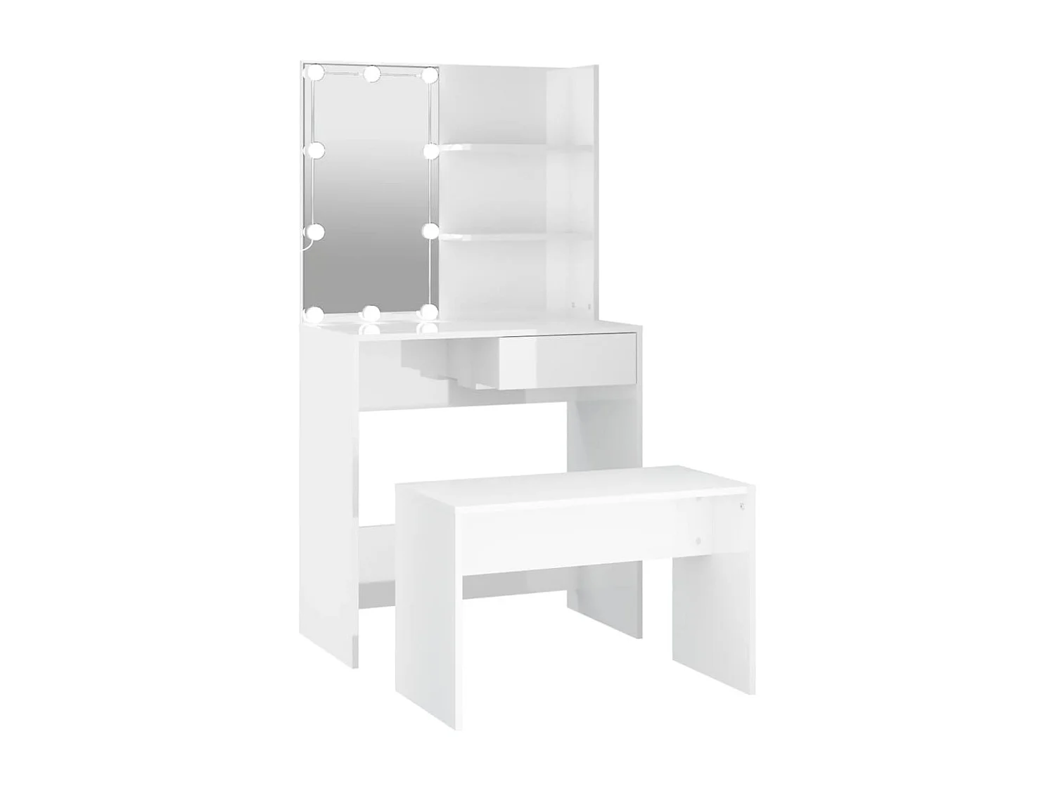 Mobiletto lavabo LED in legno ingegnerizzato bianco lucido