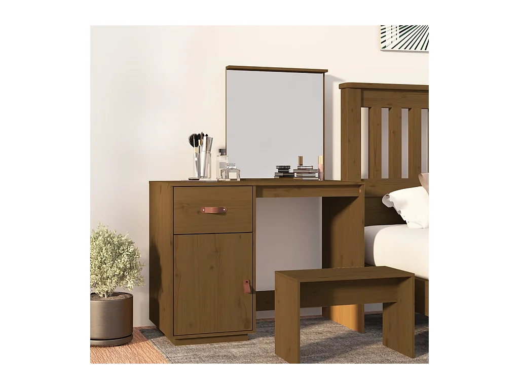 Tocador Marrón Miel 95x50x134 cm Madera Maciza de Pino