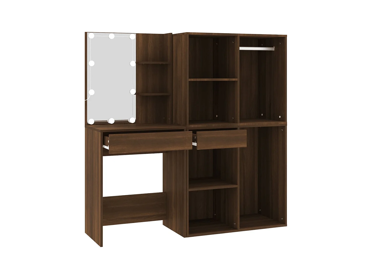 Coiffeuse à LED avec armoires Chêne marron Bois d'ingénierie