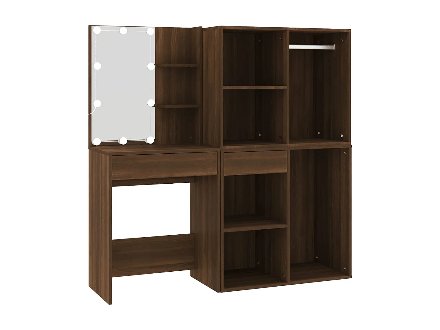 Coiffeuse à LED avec armoires Chêne marron Bois d'ingénierie