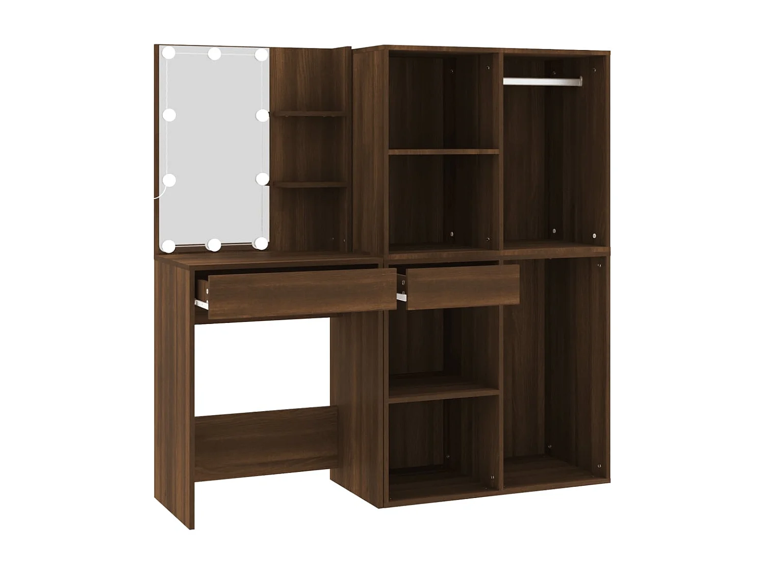 Coiffeuse à LED avec armoires Chêne marron Bois d'ingénierie