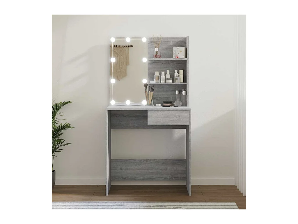 Sonoma grijze LED kaptafel 74,5x40x141 cm