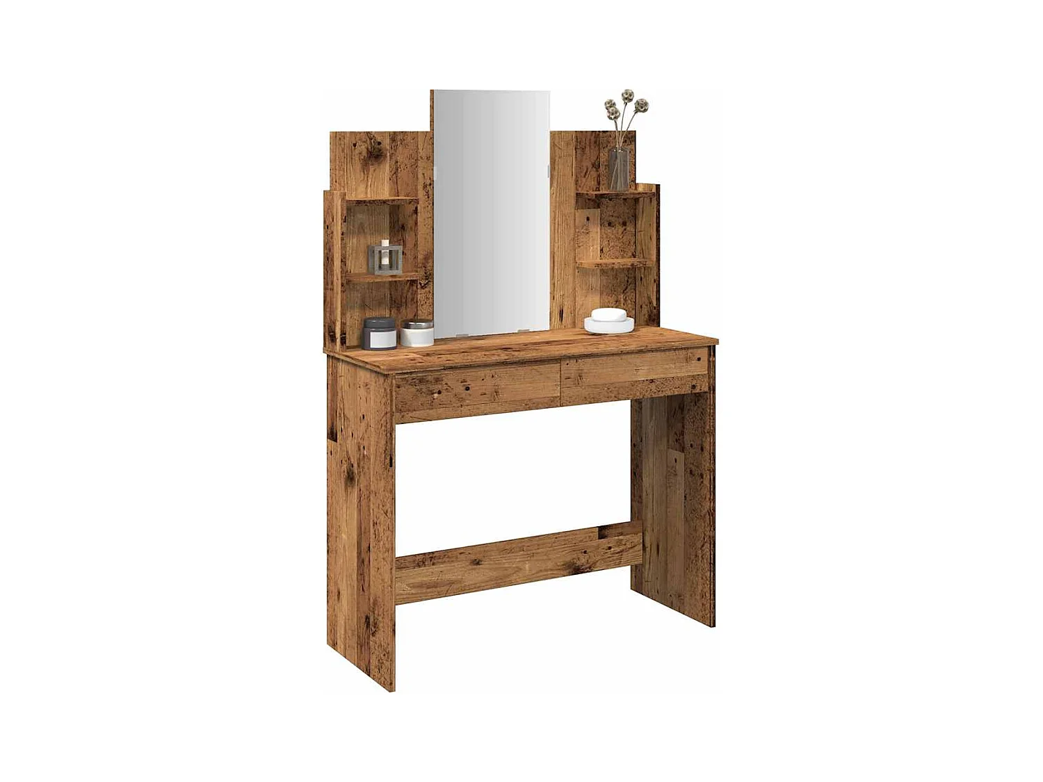 Coiffeuse avec miroir vieux bois 96x39x142 cm