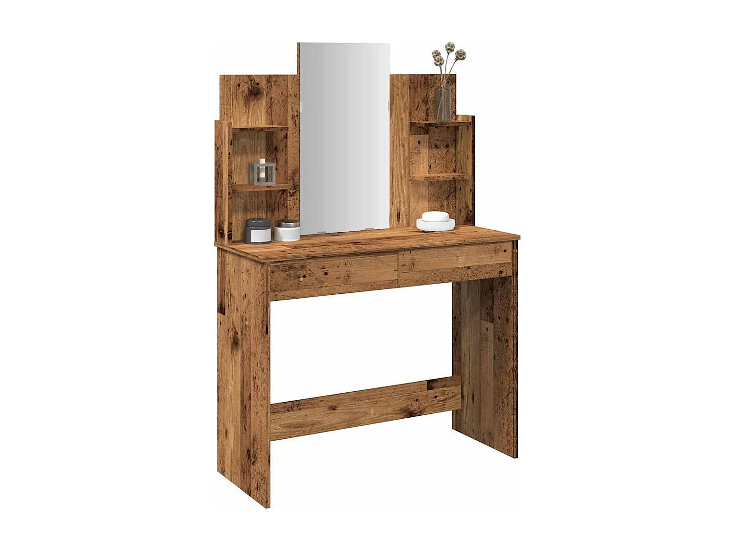 Coiffeuse avec miroir vieux bois 96x39x142 cm