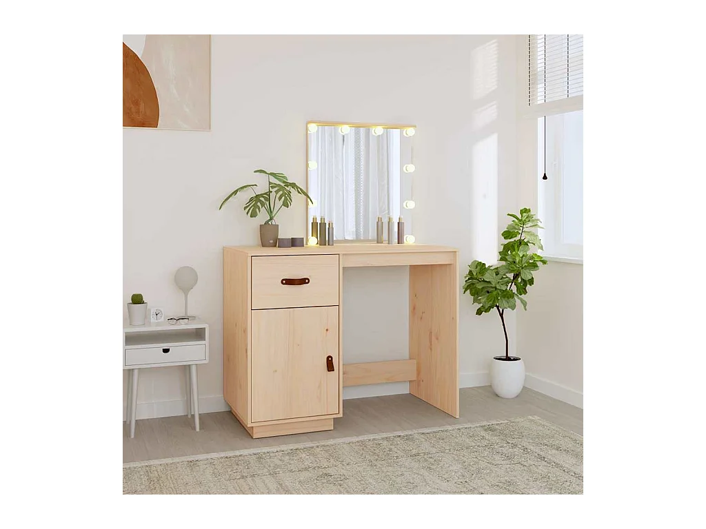Coiffeuse avec LED 95x50x133,5 cm Bois de pin massif
