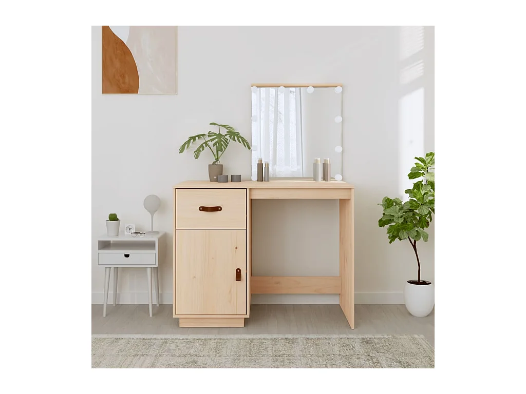 Coiffeuse avec LED 95x50x133,5 cm Bois de pin massif