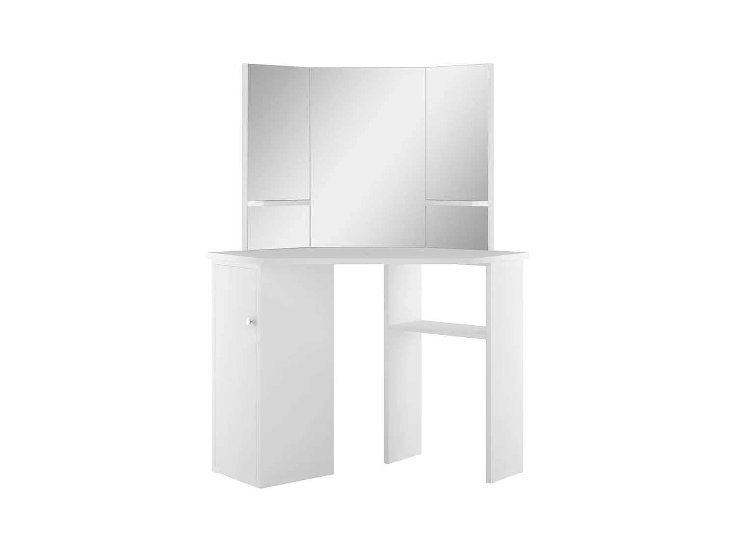 Tavolo da toeletta angolare Tavolo da trucco cosmetico bianco