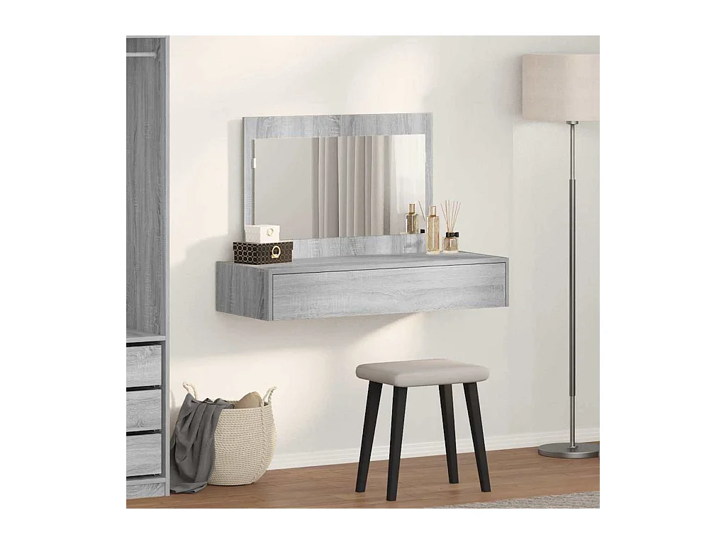 Table de Toilette Gris 100 x 40 x 70 cm Bois d'ingénierie