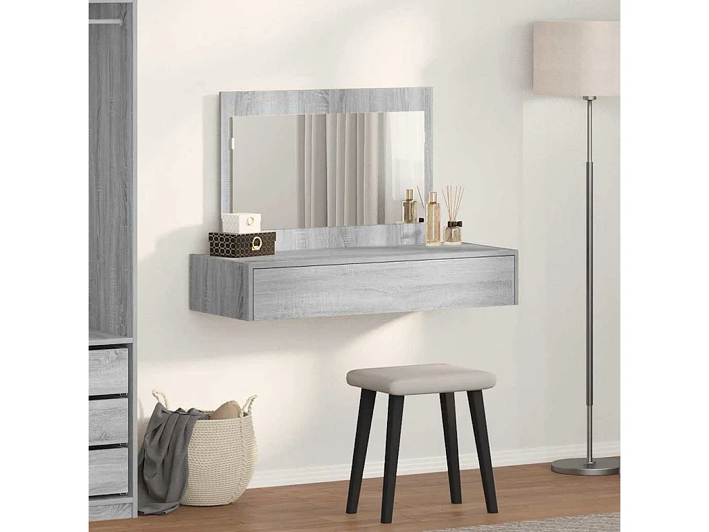 Table de Toilette Gris 100 x 40 x 70 cm Bois d'ingénierie