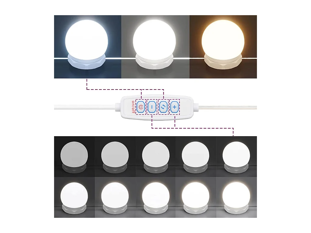 Toletta con luci LED bianca 96x40x142 cm