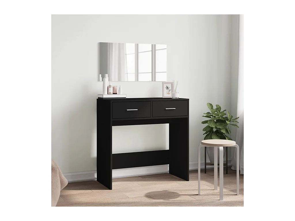 Tocador con espejo negro 80x39x80 cm