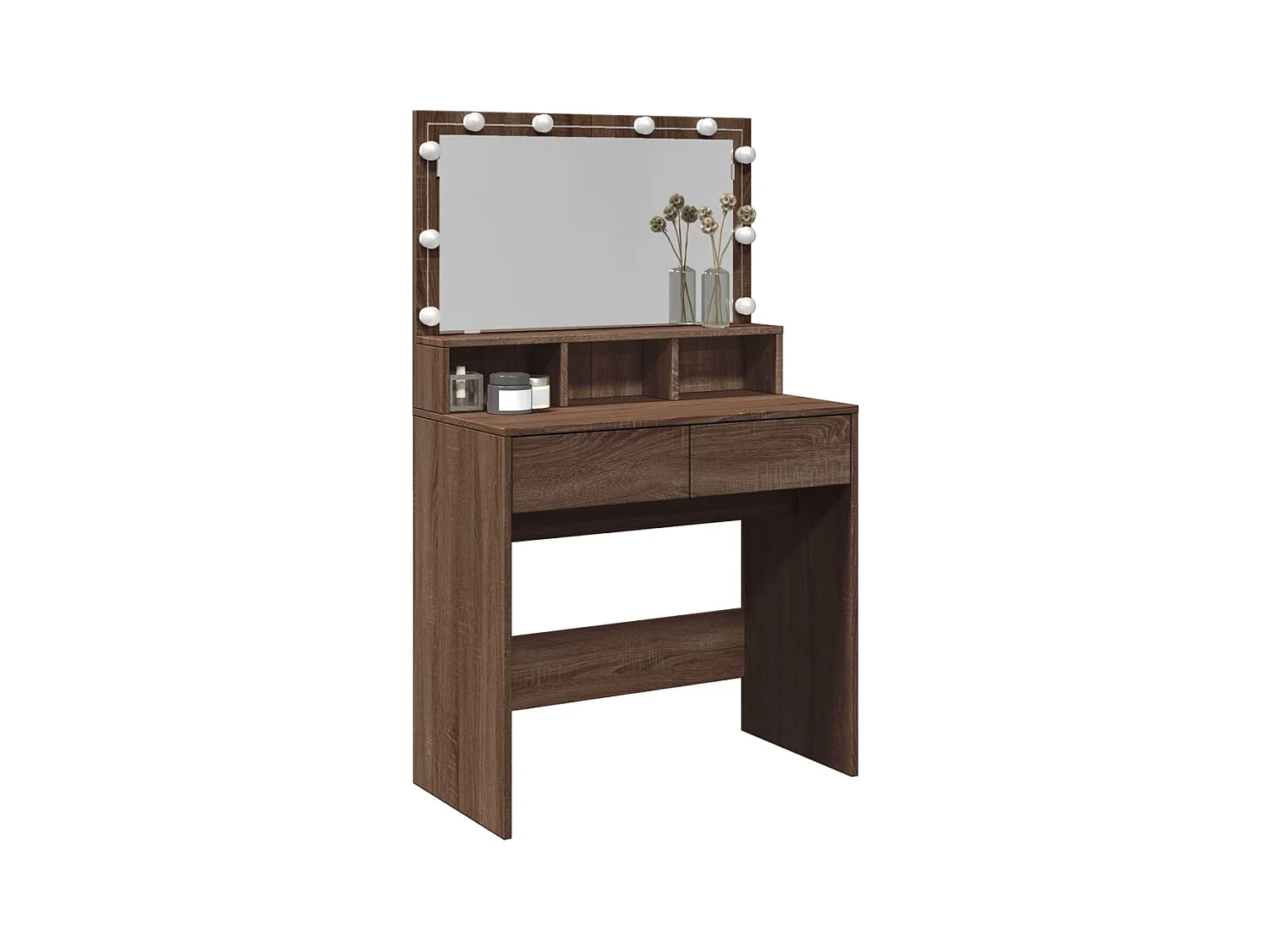 Kaptafel met LED bruin eiken 80x41x134,5 cm