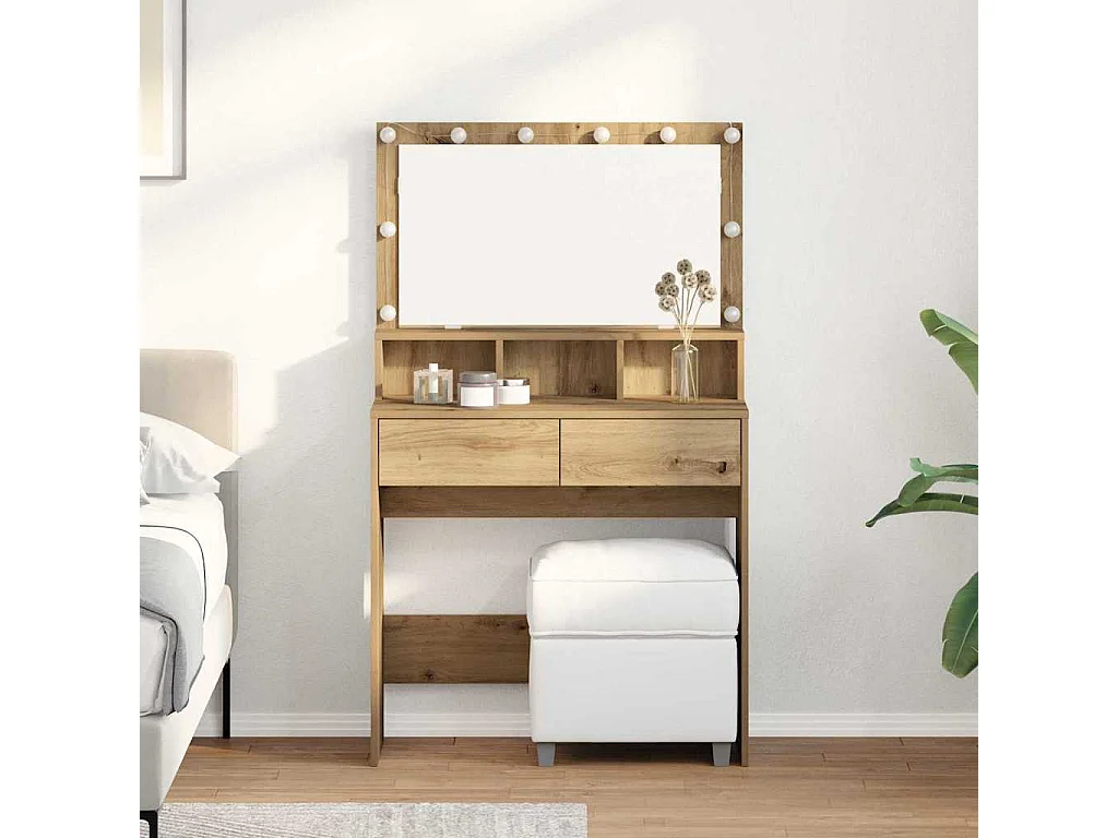 Table de Toilette chêne artisanal 80 x 41 x 134.5 cm
