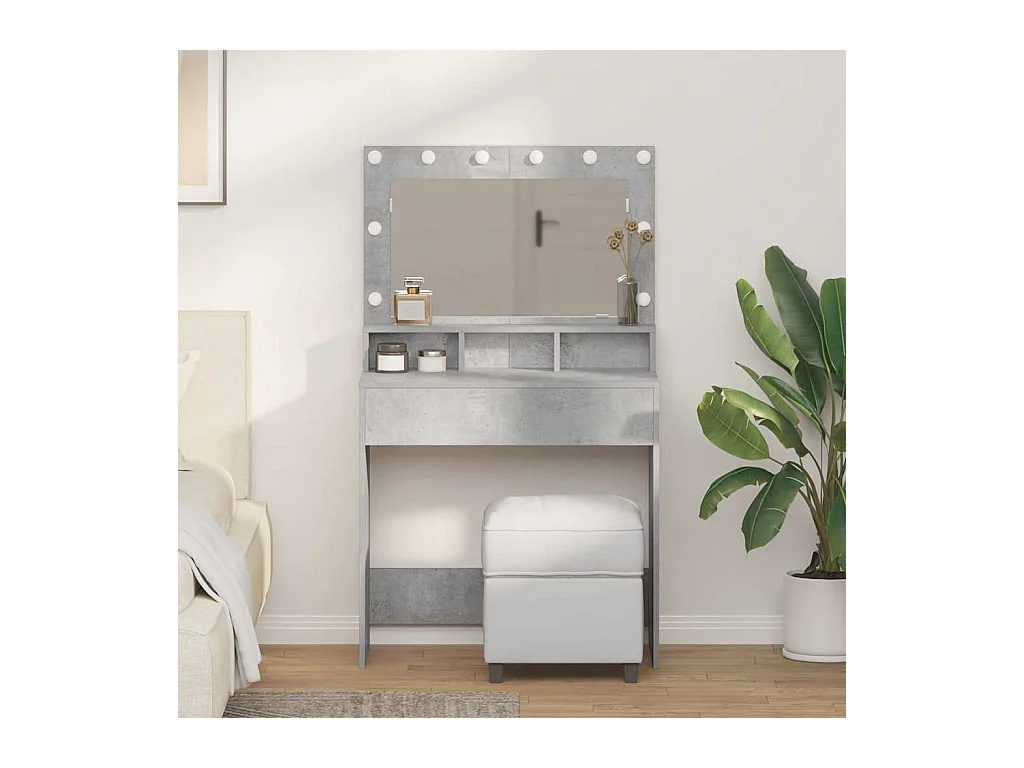 Coiffeuse Gris béton 79 x 41 x 135 cm Bois d'ingénierie