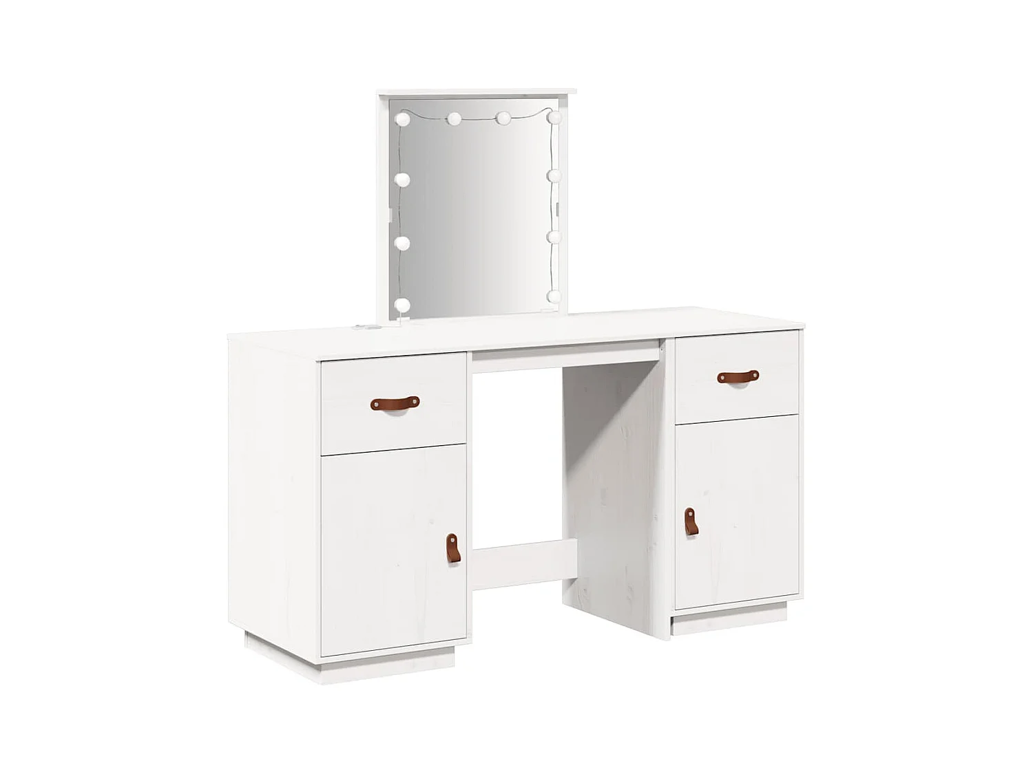 Witte LED-kaptafelset van massief grenenhout