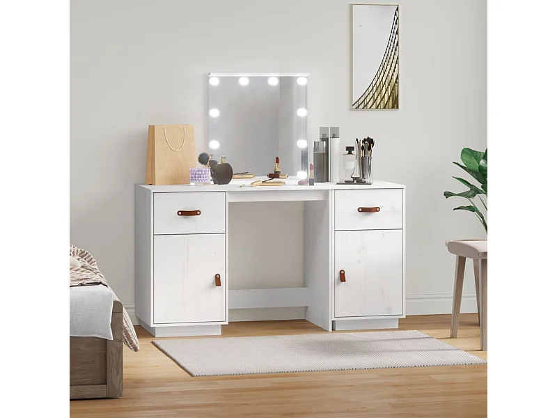 Set da toeletta con LED bianco in legno massello di pino