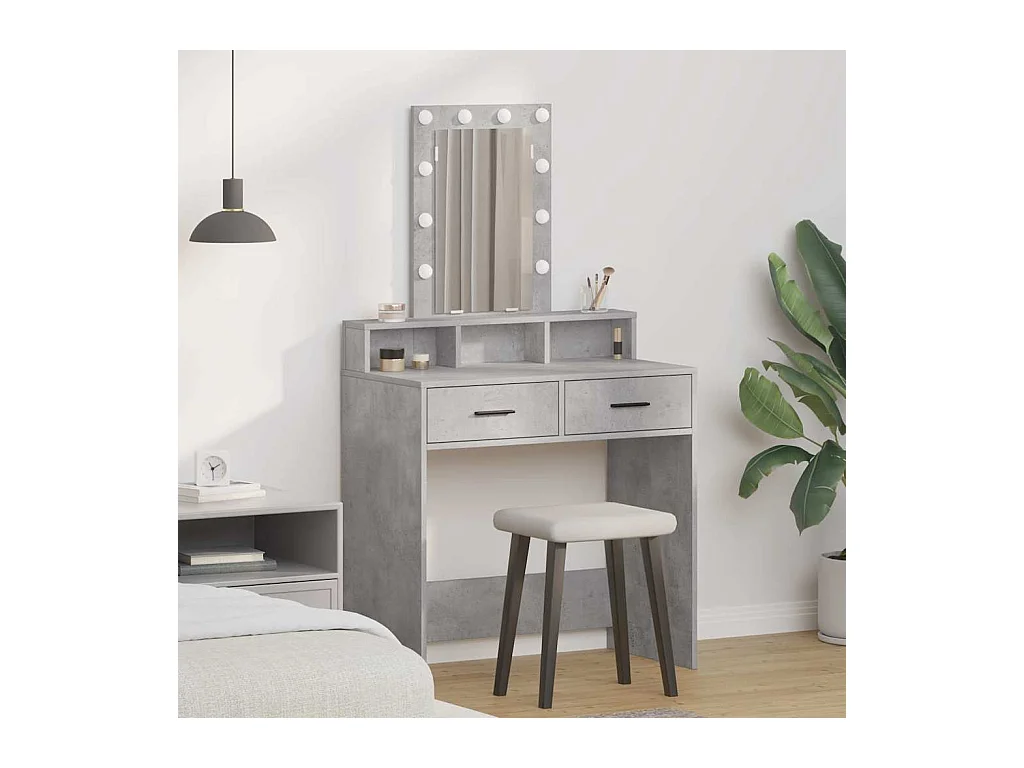 Grijze kaptafel 79 x 41 x 140 cm bewerkt hout