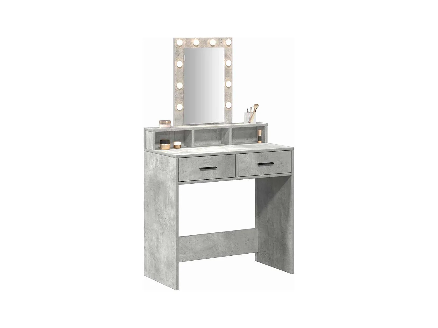 Grijze kaptafel 79 x 41 x 140 cm bewerkt hout