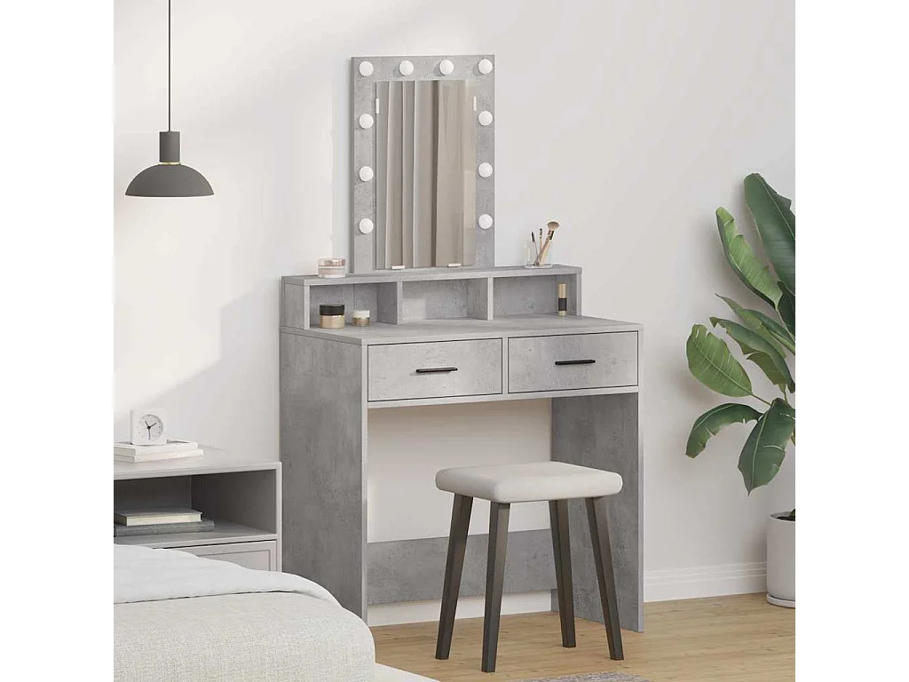 Table de Toilette Gris 79 x 41 x 140 cm Bois d'ingénierie