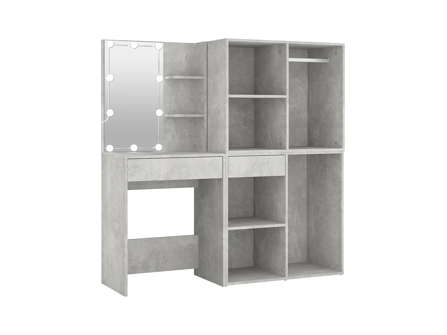 LED-kaptafel met 2 kasten, betongrijs bewerkt hout