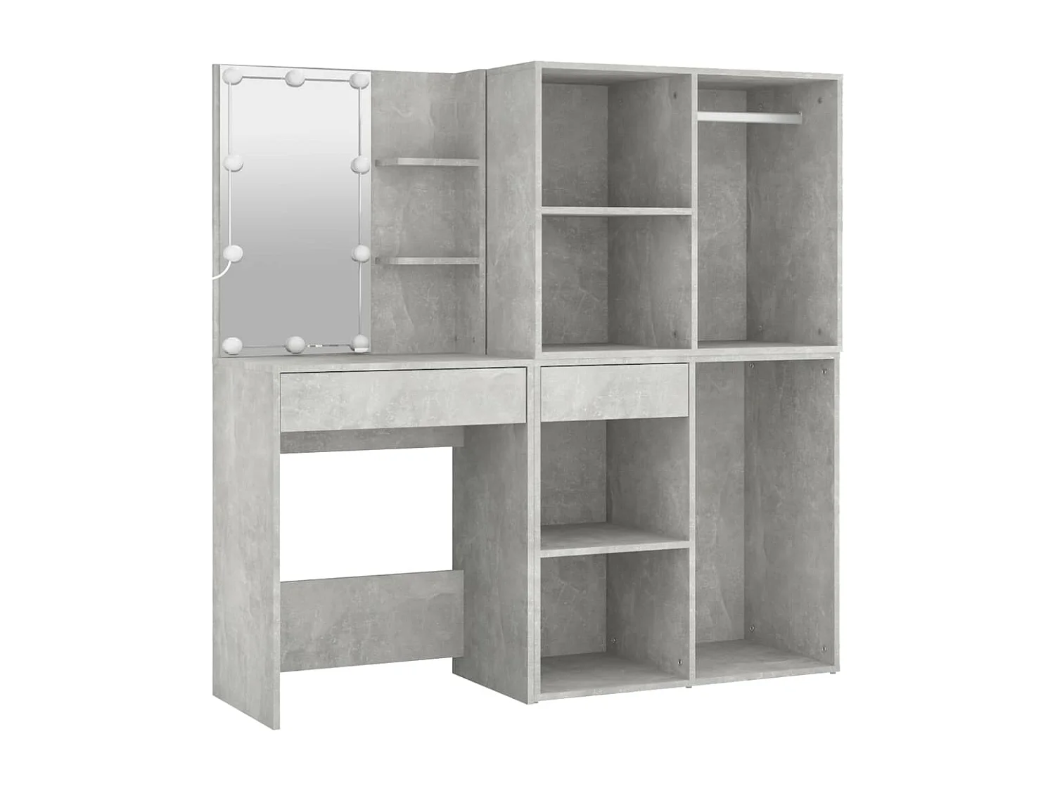 LED-kaptafel met 2 kasten, betongrijs bewerkt hout