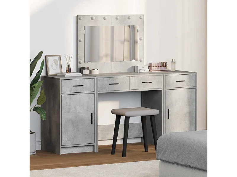 Table de Toilette 3 pcs Gris 40 x 41 x 75 cm Bois d'ingénierie