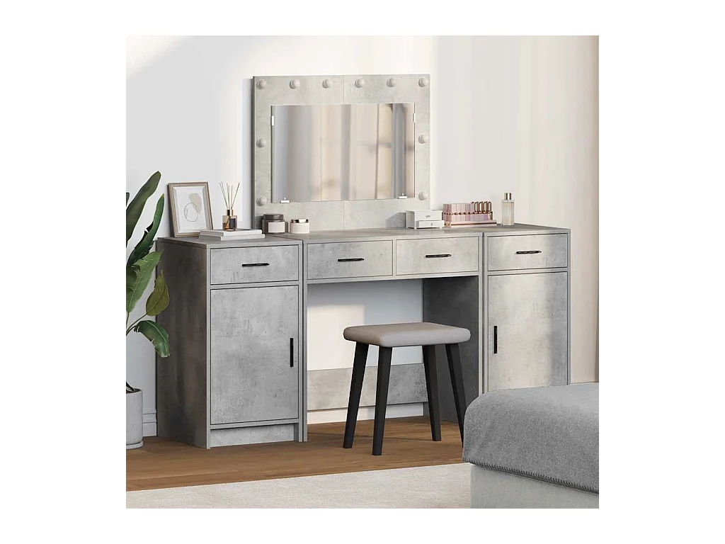 3-delige kaptafelset, grijs, 40 x 41 x 75 cm, bewerkt hout