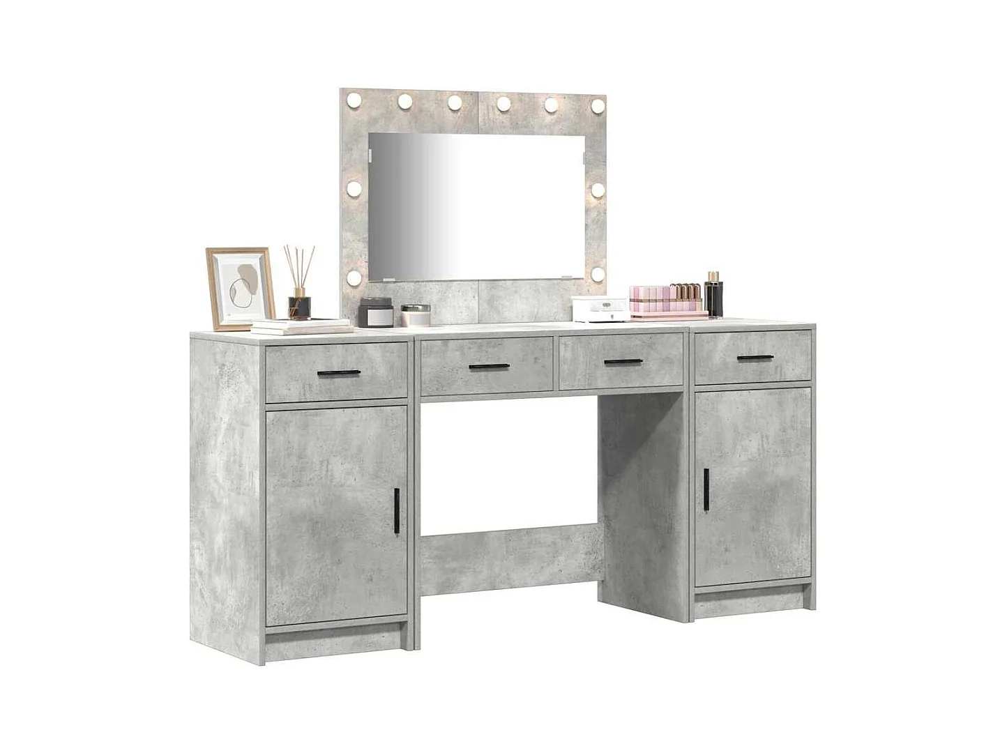 3-delige kaptafelset, grijs, 40 x 41 x 75 cm, bewerkt hout