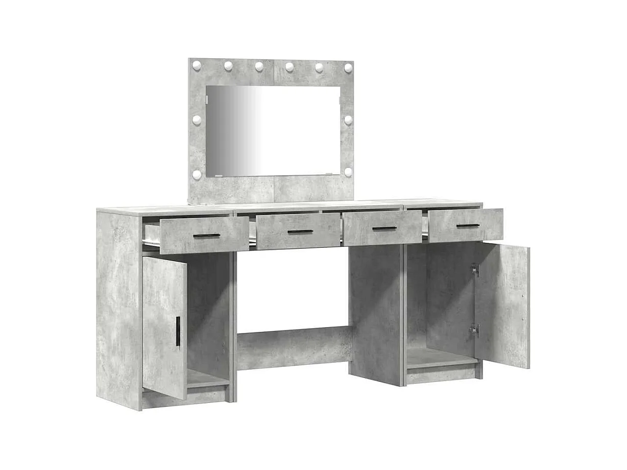 3-delige kaptafelset, grijs, 40 x 41 x 75 cm, bewerkt hout