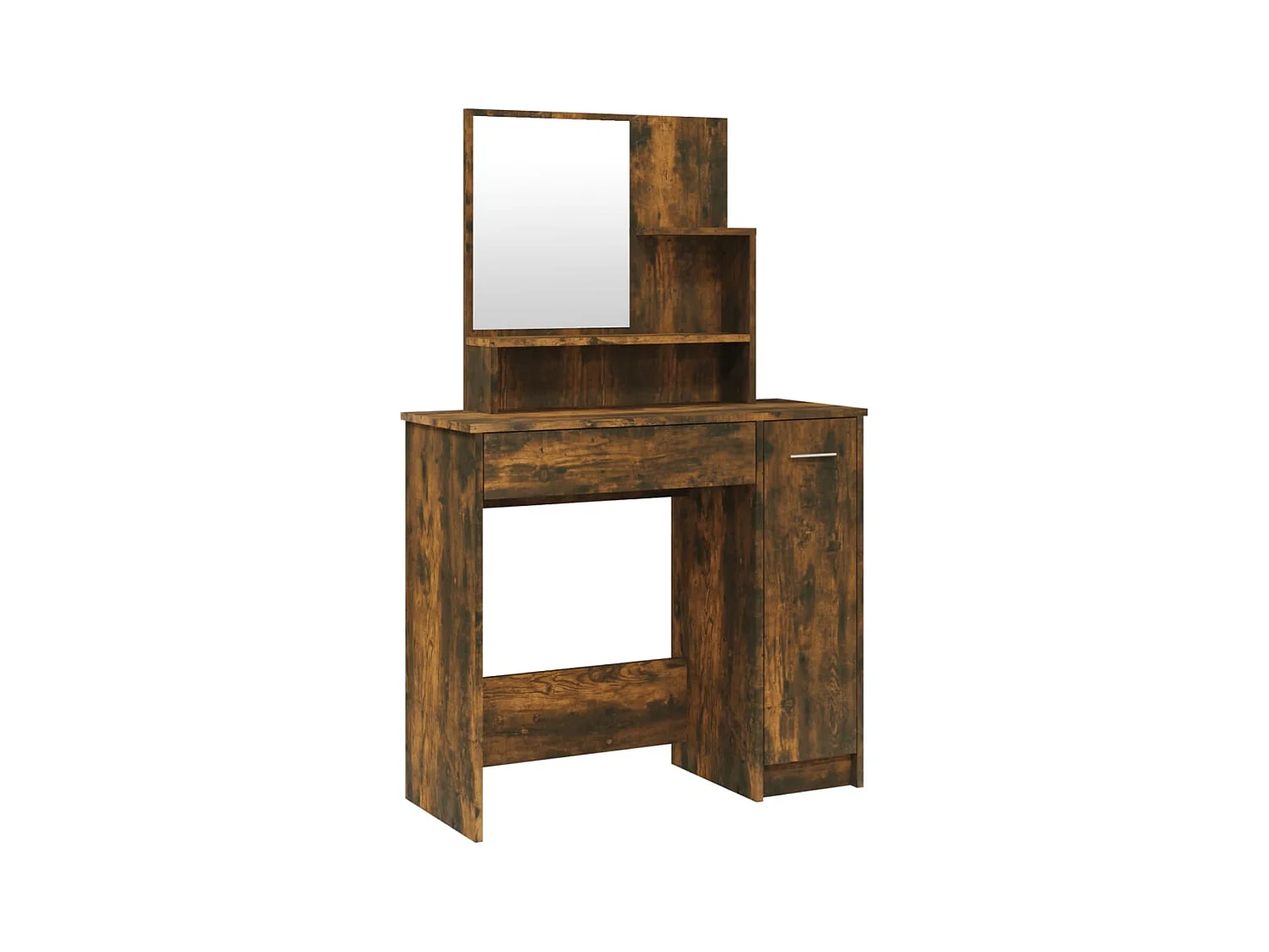 Kaptafel met spiegel Gerookt eikenhout 86,5x35x136 cm